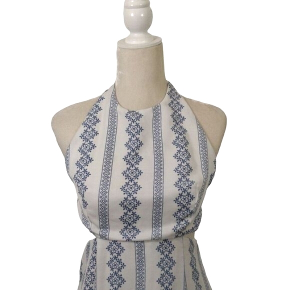 Hommage LA Dress Womens Medium Bohemian Blue Halter Maxi Ladies Cut Out Backless - Picture 7 of 15